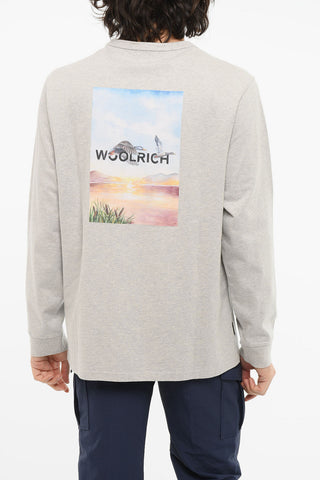 Crewneck Sweatshirt with Graphic Print and Embossed Logo