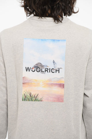 Crewneck Sweatshirt with Graphic Print and Embossed Logo