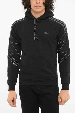 Hoodie Sweatshirt with Striped Pattern and Embossed Logo