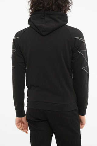 Hoodie Sweatshirt with Striped Pattern and Embossed Logo