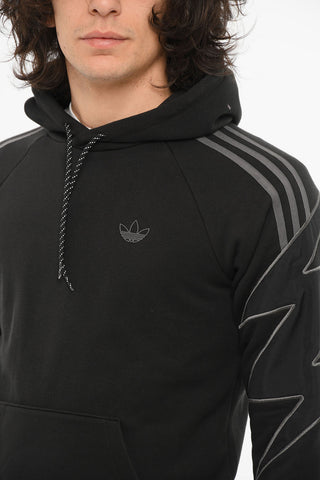 Hoodie Sweatshirt with Striped Pattern and Embossed Logo