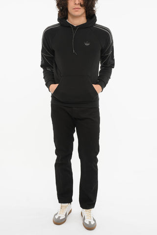 Hoodie Sweatshirt with Striped Pattern and Embossed Logo