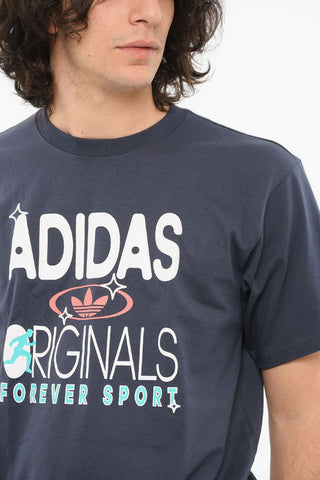 Crewneck T-shirt iwth Embossed Logo Lettering
