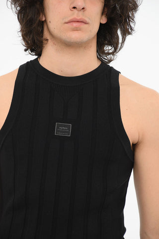 Tank Top in Viscosa Stretch con Toppa Logo
