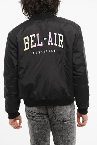 Padded VARSITY Nylon Bomber Jacket with Logo