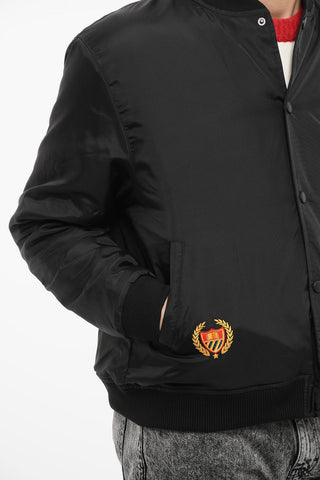 Padded VARSITY Nylon Bomber Jacket with Logo
