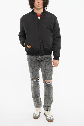 Padded VARSITY Nylon Bomber Jacket with Logo