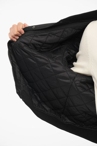 Padded VARSITY Nylon Bomber Jacket with Logo