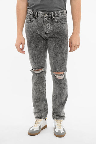 Straight-leg Denims with Distressed Detailing 19cm