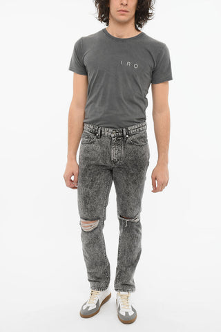 Straight-leg Denims with Distressed Detailing 19cm