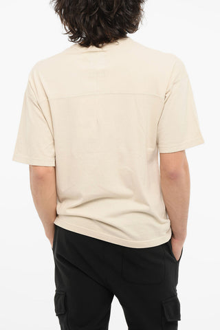 Crewneck T-shirt with Visible Stitching and Logo Patch