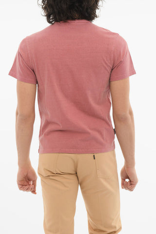 T-shirt Girocollo con Lettering Ricamato Ton-sur-ton