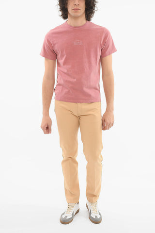 T-shirt Girocollo con Lettering Ricamato Ton-sur-ton