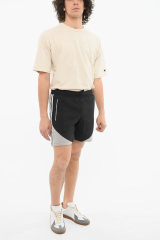 Shorts in Cotone Felpato con Fantasia a Righe
