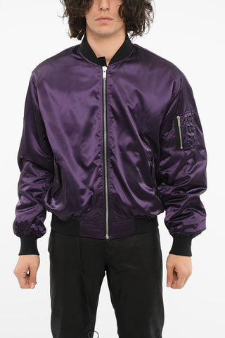 Padded Tech-Satin Bomber Jacket