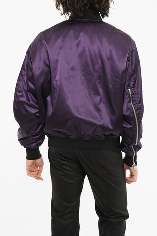 Padded Tech-Satin Bomber Jacket