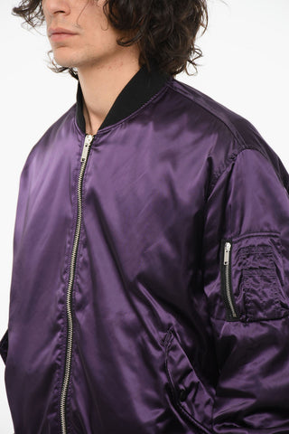 Padded Tech-Satin Bomber Jacket