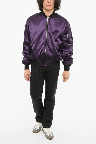 Padded Tech-Satin Bomber Jacket
