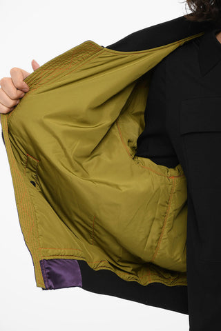Padded Tech-Satin Bomber Jacket