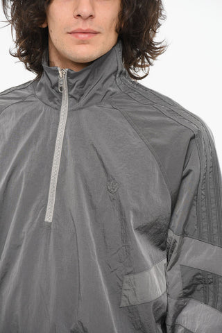 Nylon Half-zipped Windbreaker with Logo Patch