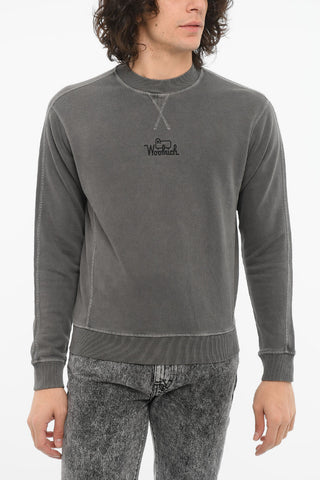 Crewneck Sweatshirt with Visible Stitching and Embroidered Logo