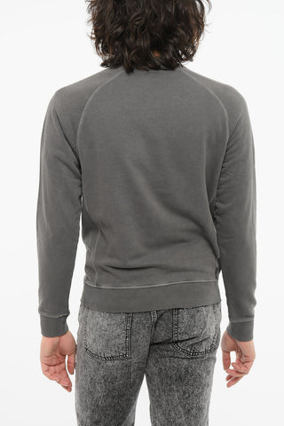 Crewneck Sweatshirt with Visible Stitching and Embroidered Logo