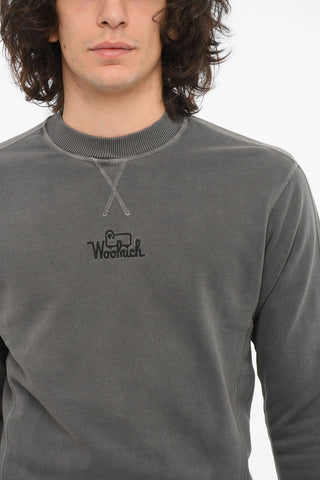 Crewneck Sweatshirt with Visible Stitching and Embroidered Logo