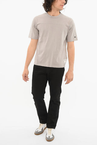 T-shirt with Visible Stitching and Logo Patch