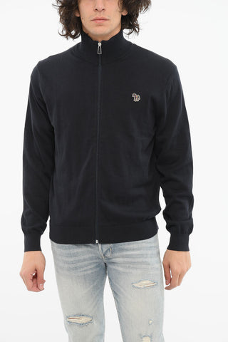 Zip-up Sweatshirt with Mock Neck and Embroidery