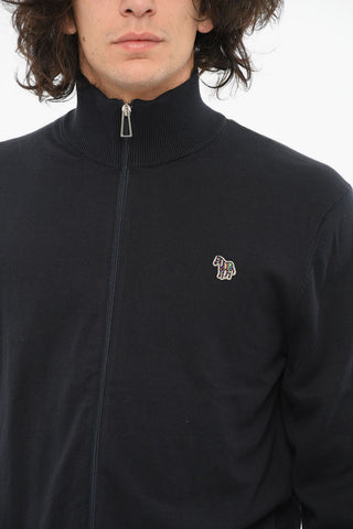 Zip-up Sweatshirt with Mock Neck and Embroidery