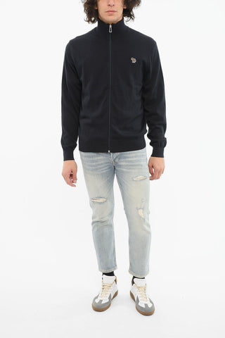 Zip-up Sweatshirt with Mock Neck and Embroidery