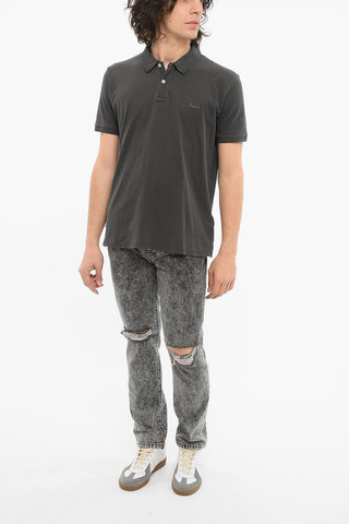Polo Collar T-shirt with Embroidered Logo