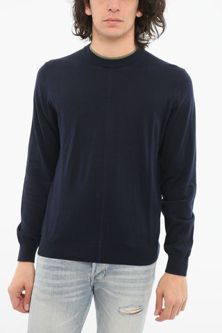 Double-collar Sweather with Ribbed Detailing