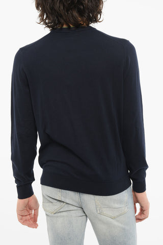 Double-collar Sweather with Ribbed Detailing