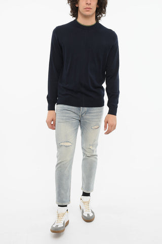Double-collar Sweather with Ribbed Detailing