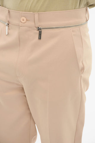 Twill Zipped Trousers with One-front Pleat