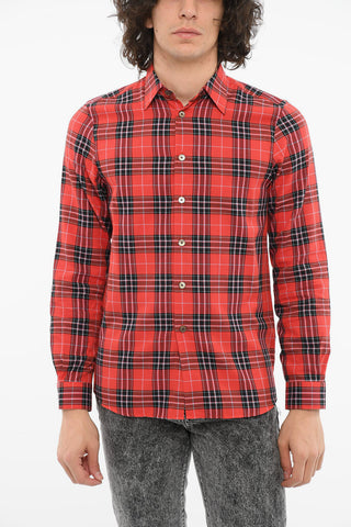 Cotton-twill Tartan-checkered Shirt