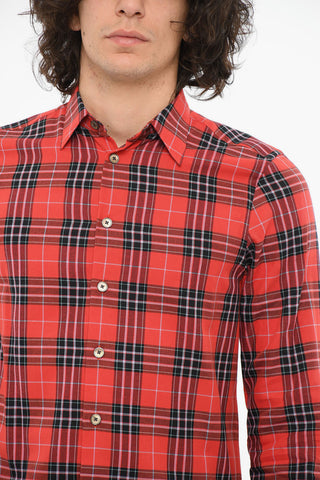 Cotton-twill Tartan-checkered Shirt