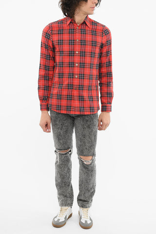 Cotton-twill Tartan-checkered Shirt