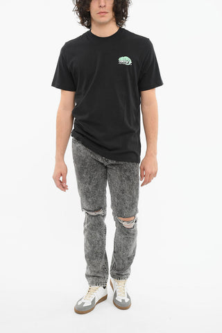 Crewneck T-shirt with Debossed Print