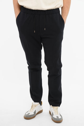 Wool Pleated-front Joggers with Tapered-fit