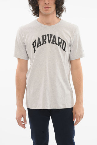 T-shirt Girocollo con Lettering e Logo Ricamato