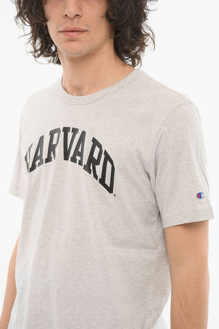 T-shirt Girocollo con Lettering e Logo Ricamato