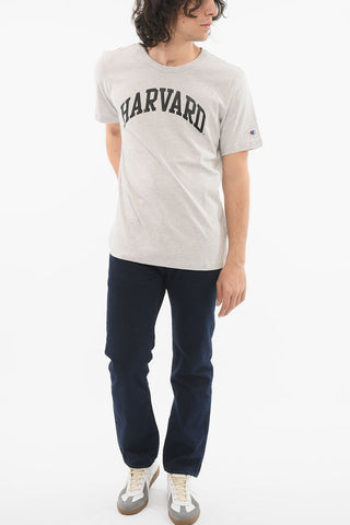 T-shirt Girocollo con Lettering e Logo Ricamato