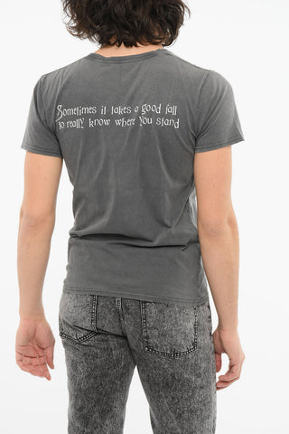 Crewneck T-shirt with Lettering and Logo Print