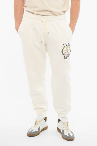 CASAWAY TENNIS CLUB Drawstringed Joggers with Multicolored Embroidery