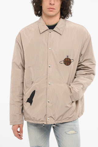 Padded Drawstringed Jacket with Logoed Application
