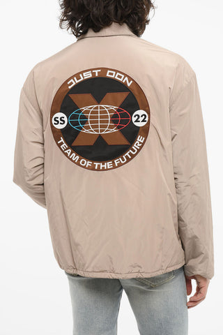 Padded Drawstringed Jacket with Logoed Application