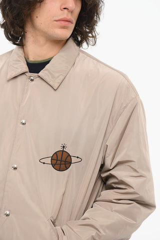 Padded Drawstringed Jacket with Logoed Application