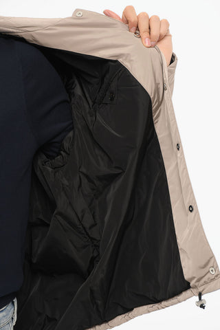 Padded Drawstringed Jacket with Logoed Application